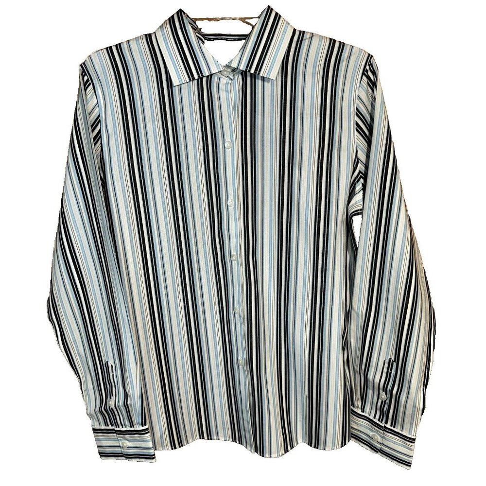 Alex Marie Wrinkle-Free Striped Shirt 12  Quiet Luxury Preppy Office Chic